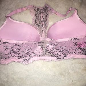 Satin Pink Bra with Lace back